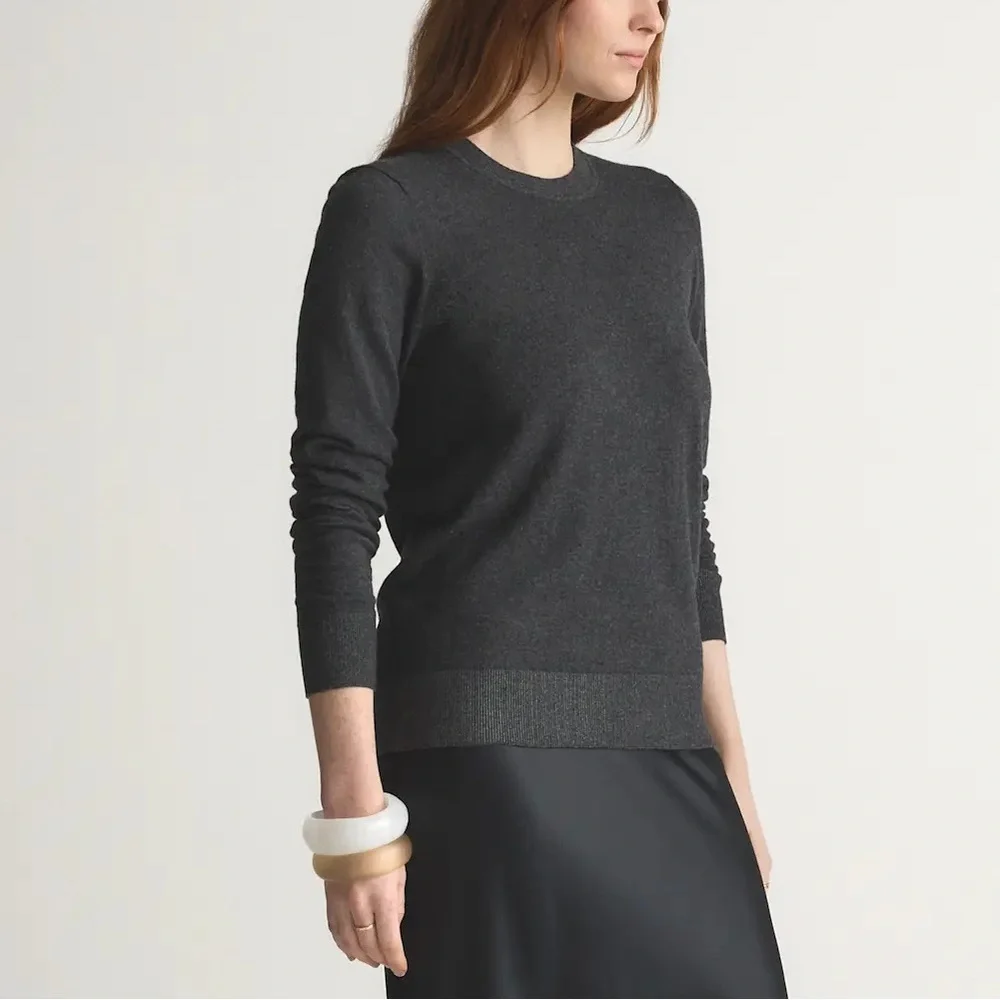Quince Lightweight Cotton Cashmere Crew Sweater Size XS